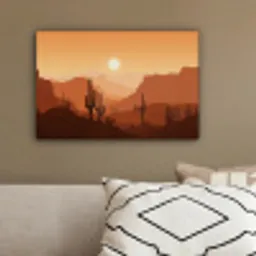 Landschap - Woestijn - Cactussen - Zon canvas 2cm klein -sfeer3
