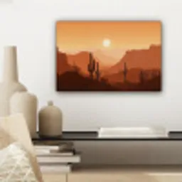 Landschap - Woestijn - Cactussen - Zon canvas 2cm klein -sfeer6