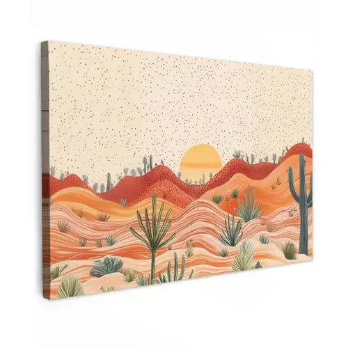 Landschap - Heuvels - Zonsondergang canvas 2cm klein -z3d