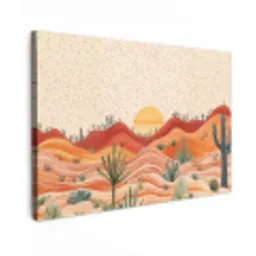 Landschap - Heuvels - Zonsondergang canvas 2cm klein -z3d