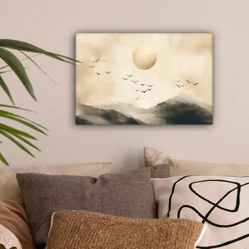 Landschap - Japandi - vogel canvas 2cm klein -sfeer1