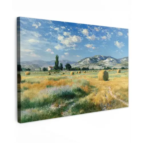 Landschap - Strobalen - Bergen - Wolken canvas 2cm klein -z3d
