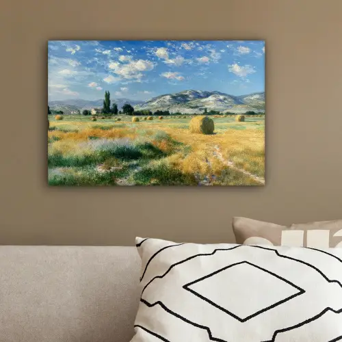 Landschap - Strobalen - Bergen - Wolken canvas 2cm klein -sfeer3