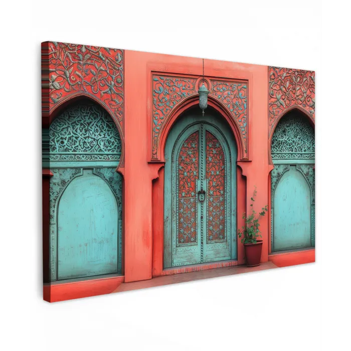 Lantaarn - Deur - Turquoise canvas 2cm klein -z3d