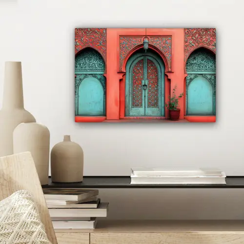 Lantaarn - Deur - Turquoise canvas 2cm klein -sfeer6