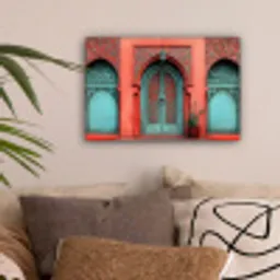 Lantaarn - Deur - Turquoise canvas 2cm klein -sfeer1