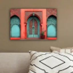 Lantaarn - Deur - Turquoise canvas 2cm klein -sfeer3