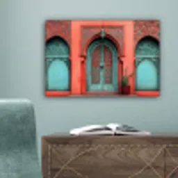 Lantaarn - Deur - Turquoise canvas 2cm klein -sfeer4