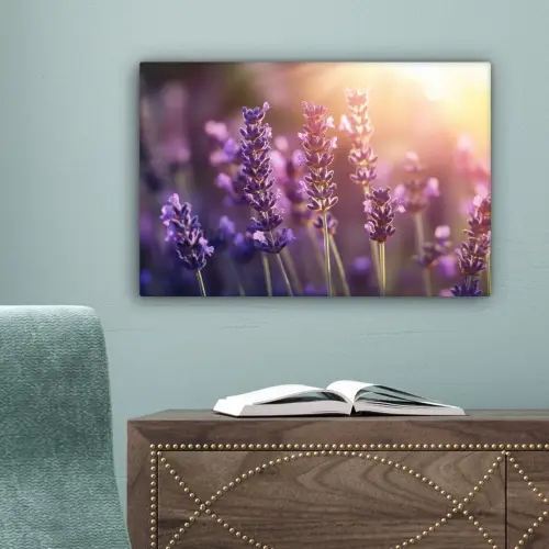 Lavendelbloemen - Paars - Zonlicht canvas 2cm klein -sfeer4