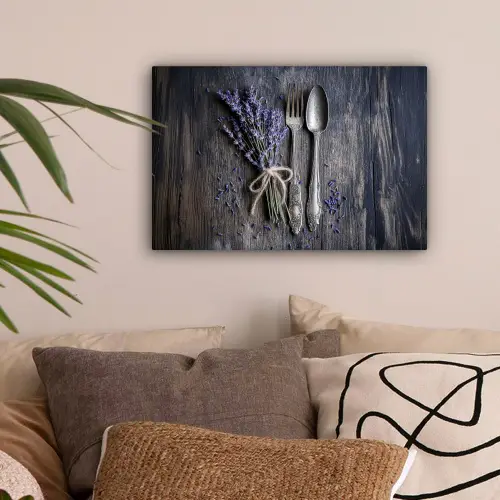 Lavendel - Lepel - Vork canvas 2cm klein -sfeer1
