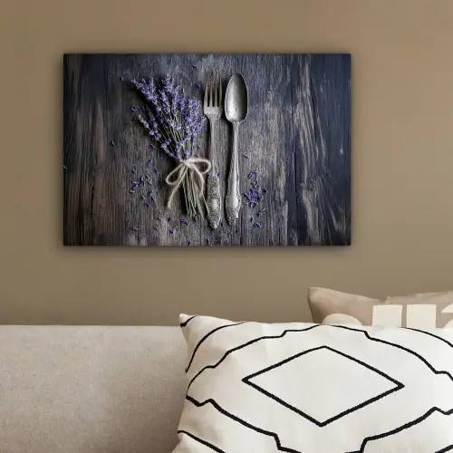 Lavendel - Lepel - Vork canvas 2cm klein -sfeer3