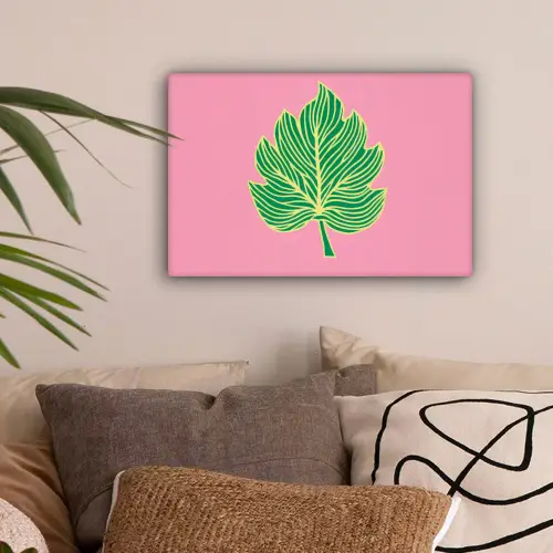 Blad - Groen - Illustratie - Minimalistisch canvas 2cm klein -sfeer1