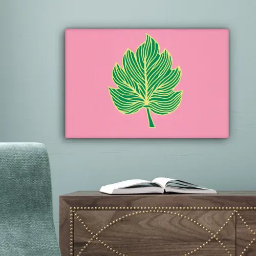 Blad - Groen - Illustratie - Minimalistisch canvas 2cm klein -sfeer4