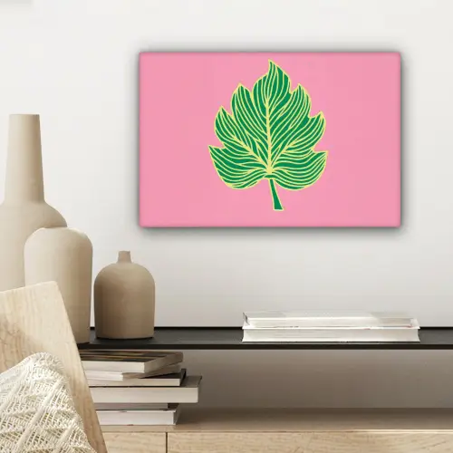 Blad - Groen - Illustratie - Minimalistisch canvas 2cm klein -sfeer6