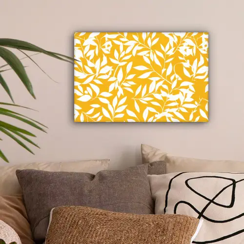 Bladeren - Takken - Geel canvas 2cm klein -sfeer1