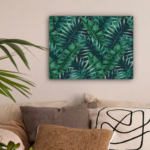Bladeren - Inductie beschermer - Jungle - Tropical canvas 2cm klein -sfeer1