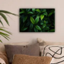 Bladeren - Regendruppels - Licht - Groen canvas 2cm klein -sfeer1