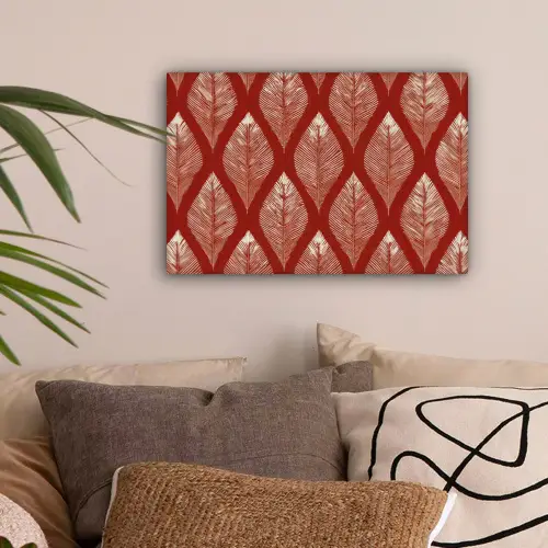 Bladeren - Rood - Elegant canvas 2cm klein -sfeer1