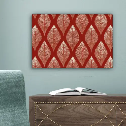 Bladeren - Rood - Elegant canvas 2cm klein -sfeer4