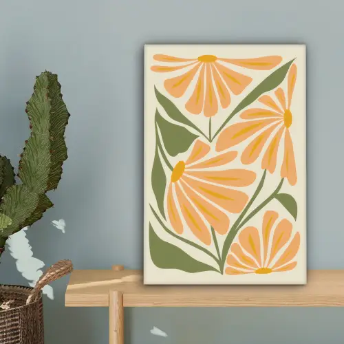Blaadjes - Zachtoranje - Bloemen canvas 2cm klein -sfeer4