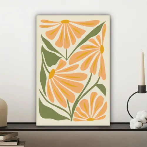 Blaadjes - Zachtoranje - Bloemen canvas 2cm klein -sfeer6
