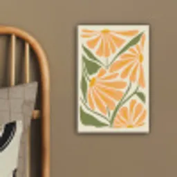 Blaadjes - Zachtoranje - Bloemen canvas 2cm klein -sfeer3