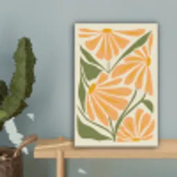 Blaadjes - Zachtoranje - Bloemen canvas 2cm klein -sfeer4