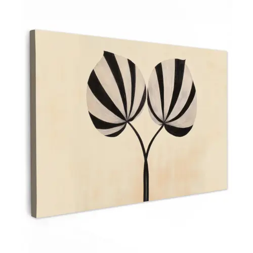 Bladeren - Gestreept - Stengel - Beige canvas 2cm klein -z3d