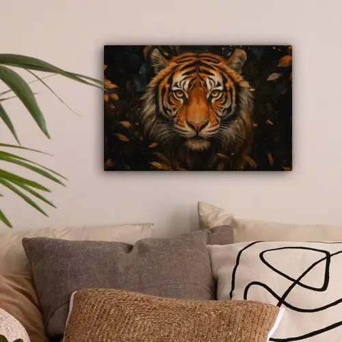 Bladeren - Tijger - Oranje canvas 2cm klein -sfeer1