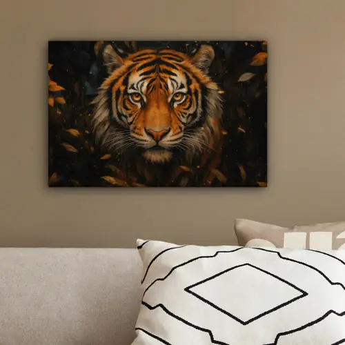 Bladeren - Tijger - Oranje canvas 2cm klein -sfeer3