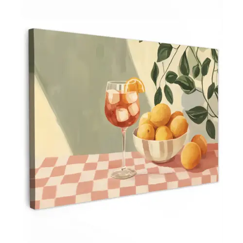 Citroenen - Glas - Tafelkleed - Geblokt canvas 2cm klein -z3d