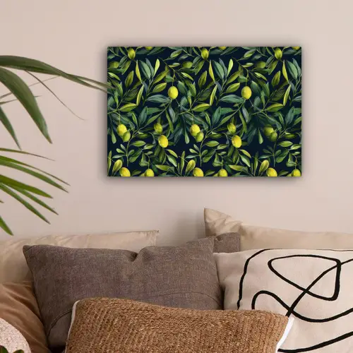 Citroenen - Bladeren - Natuurlijk canvas 2cm klein -sfeer1