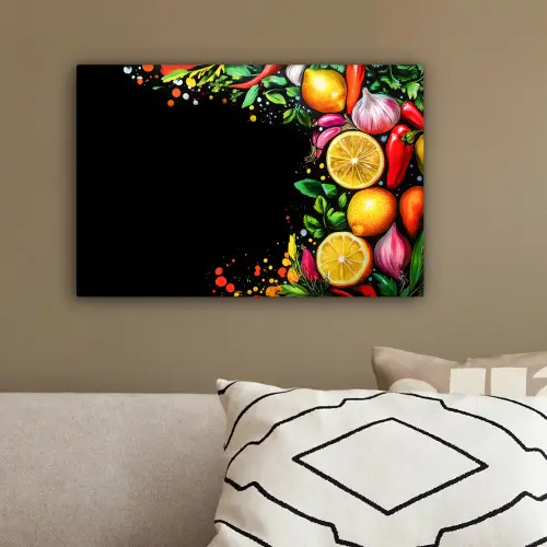Citroenen - Peper - Kruiden - Graffiti - Verf - Abstract canvas 2cm klein -sfeer3