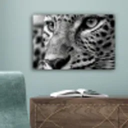Luipaard - Zwart - Wit - Oog canvas 2cm klein -sfeer4