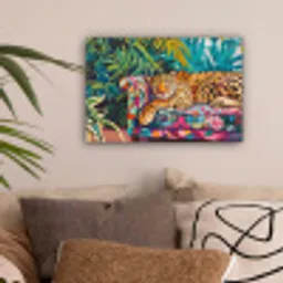 Luipaard - Kleurrijk - Tropisch canvas 2cm klein -sfeer1
