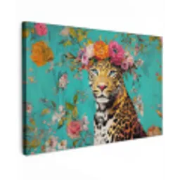Luipaard - Bloemen - Kroon canvas 2cm klein -z3d