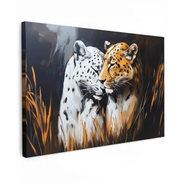 Luipaard - Oranje - Wit - Gras canvas 2cm klein -z3d