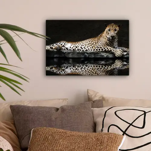 Luipaard - Water - Bos canvas 2cm klein -sfeer1