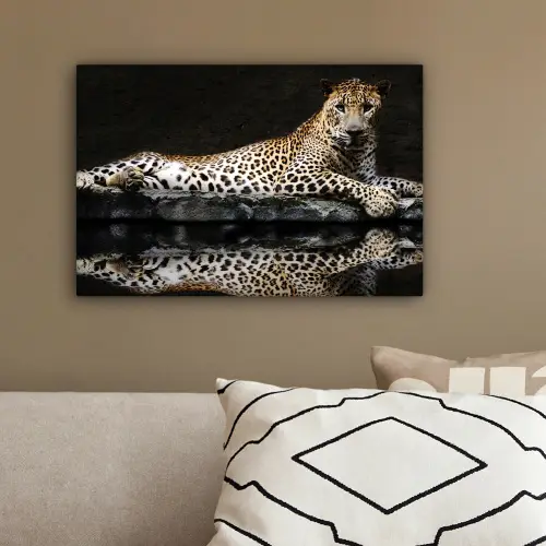 Luipaard - Water - Bos canvas 2cm klein -sfeer3