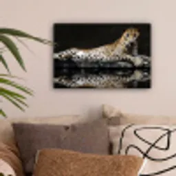 Luipaard  - Water - Bos canvas 2cm klein -sfeer1