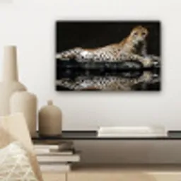 Luipaard  - Water - Bos canvas 2cm klein -sfeer6