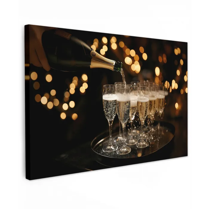 Lichtjes - Champagne - Dienblad - Glazen canvas 2cm klein -z3d