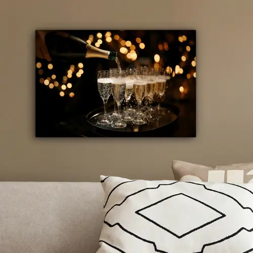Lichtjes - Champagne - Dienblad - Glazen canvas 2cm klein -sfeer3