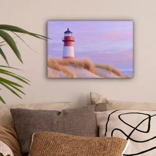 Vuurtoren - Duinen - Zonsondergang canvas 2cm klein -sfeer1