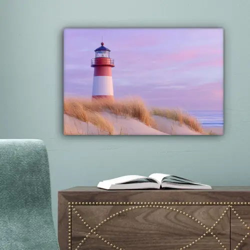 Vuurtoren - Duinen - Zonsondergang canvas 2cm klein -sfeer4