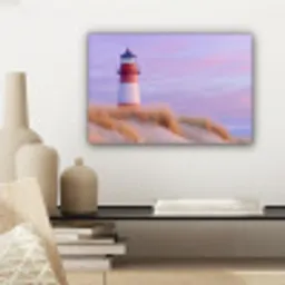 Vuurtoren - Duinen - Zonsondergang canvas 2cm klein -sfeer6