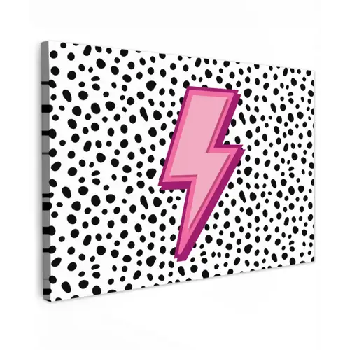 Bliksem - Roze - Stippen canvas 2cm klein -z3d