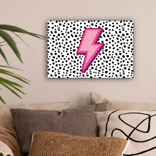 Bliksem - Roze - Stippen canvas 2cm klein -sfeer1