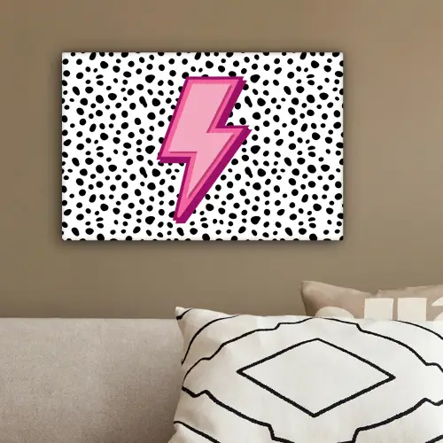 Bliksem - Roze - Stippen canvas 2cm klein -sfeer3