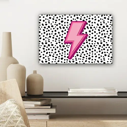 Bliksem - Roze - Stippen canvas 2cm klein -sfeer6